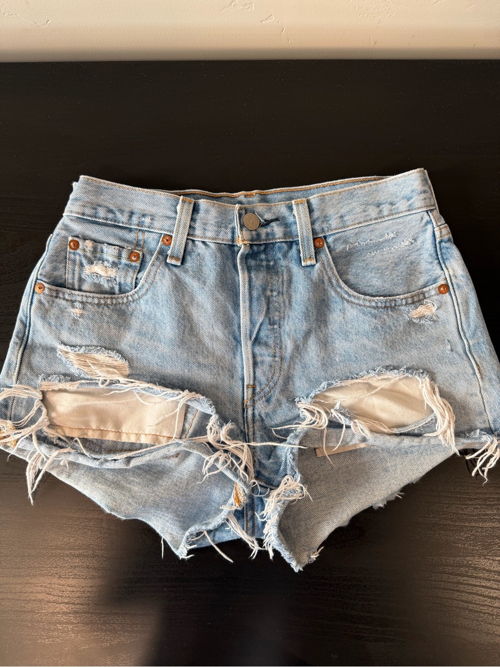 Levi's Light Blue Distressed Cutoff Denim Shorts